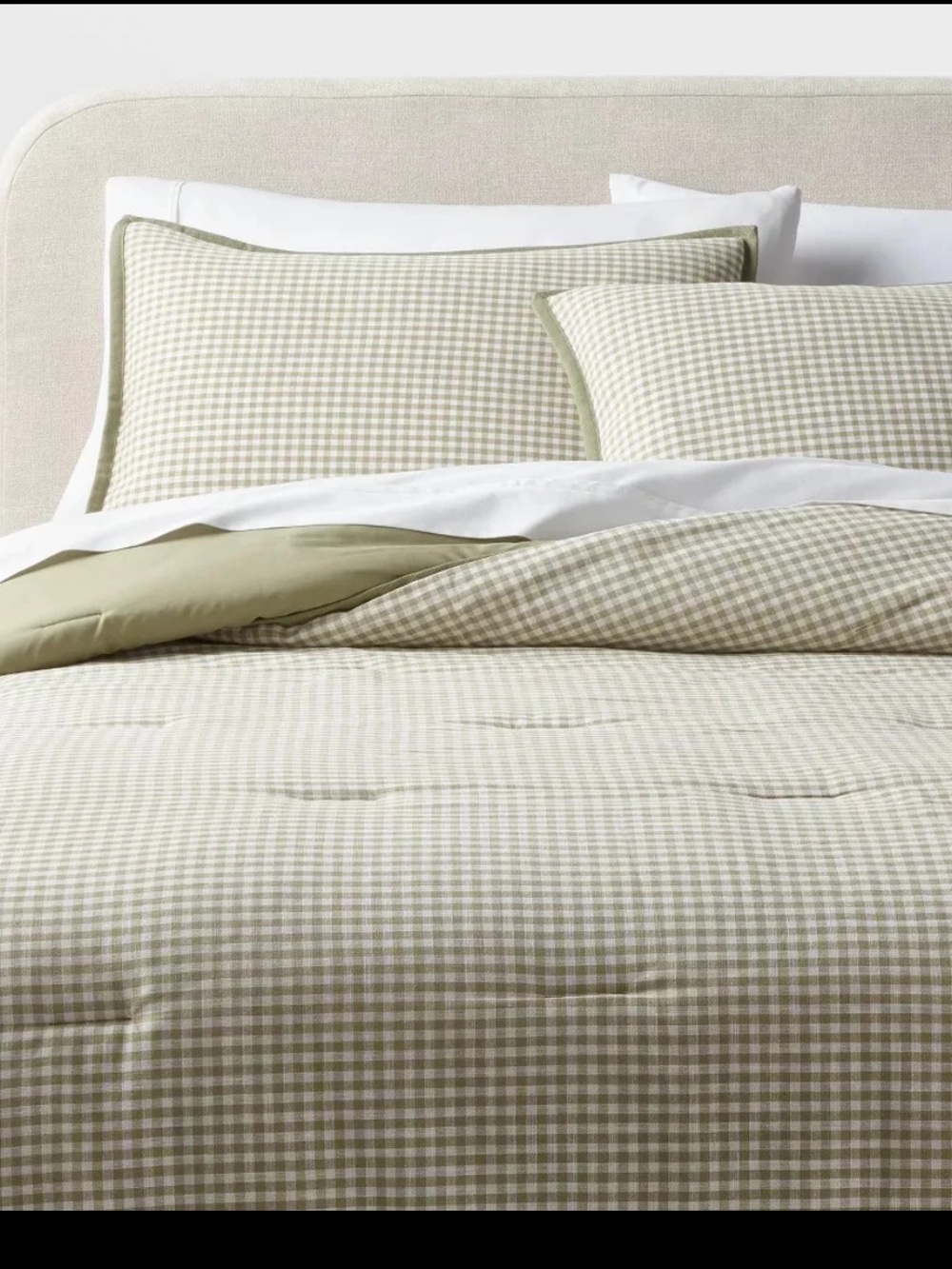 King Mini Gingham Comforter and Sham Set Moss Green - Threshold